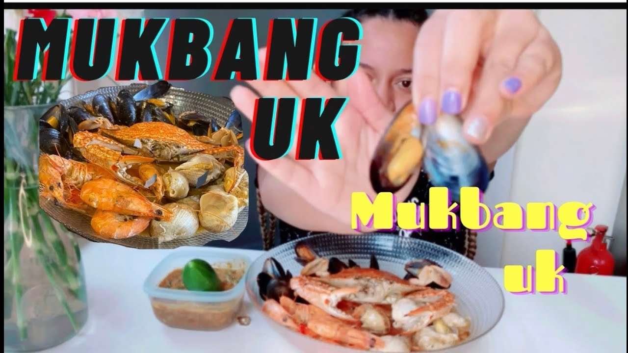 MUKBANG UK- MY LIFE IN THE UK- SEA SNAIL- MUSSELS- PRAWNS- BLUE CRAB- CUCUMBER-BUTTERSAUCE.