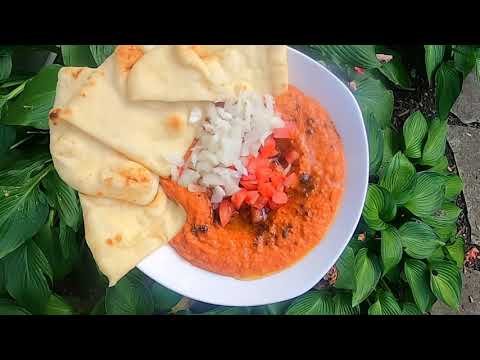 Roasted Red Pepper Hummus: roasted onion, garlic and smoked paprika