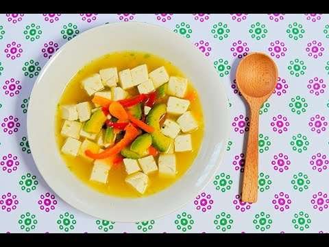 Tofu Consomme Soup, Paprika Avocado (diet, lowcarb, weightloss, healthy, keto, lowcalorie, recipe)