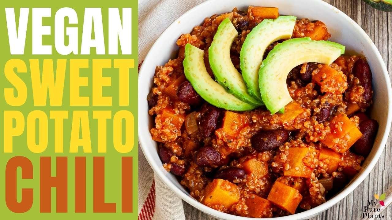 Vegan Sweet Potato Chili with beans and quinoa (Gluten-free)