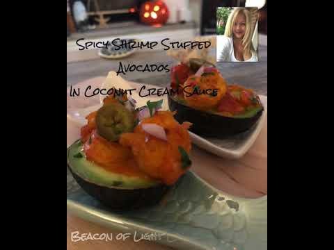 Spicy Shrimp Stuffed Avocados in  Coconut Cream Sauce