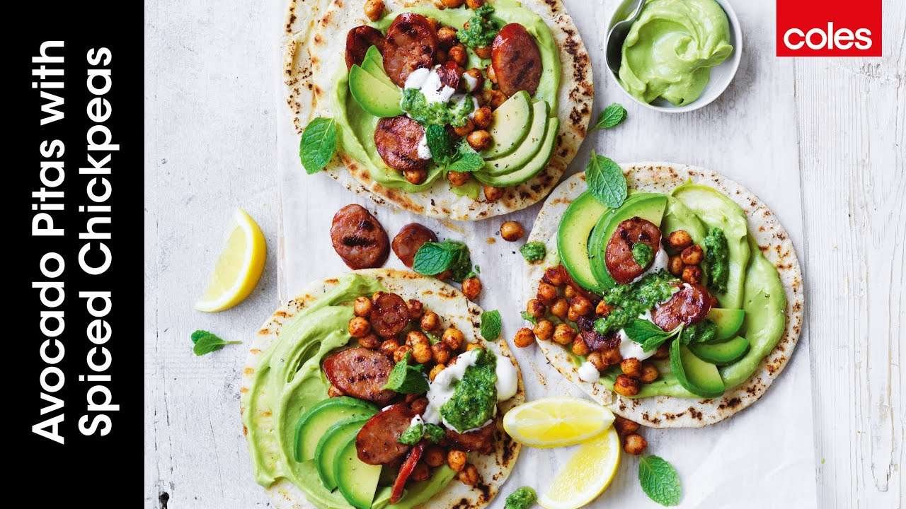 Avocado Pitas with Spiced Chickpeas