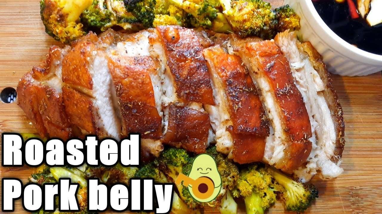 Roasted Pork belly with brocolli // how to cook crispy roasted pork