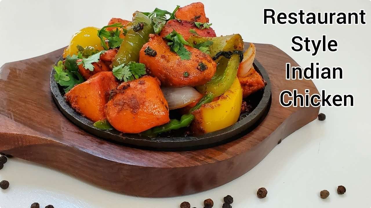 Restaurant style Indian chicken , chicken recipe with few ingredients , chicken in sizzler pan