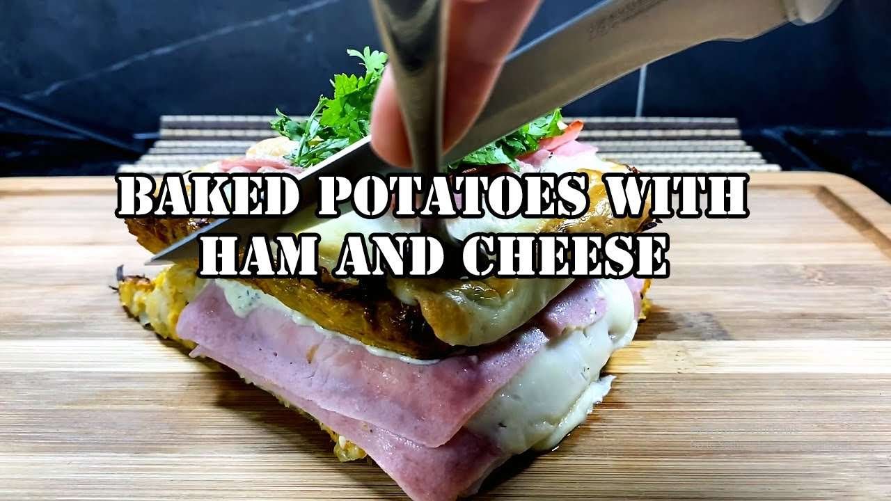 Baked Potatoes with Ham and Cheese | Delicious Recipe