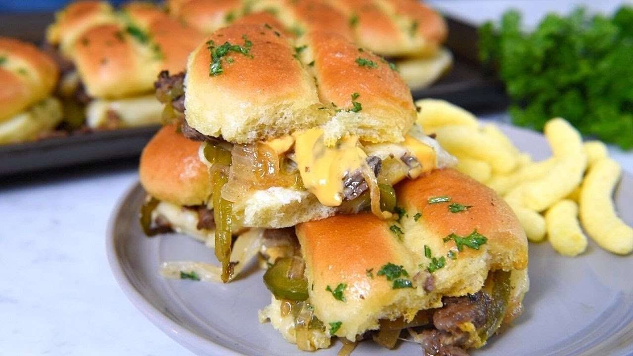 Best Philly Cheesesteak Sliders Ever with Hawaiian Rolls