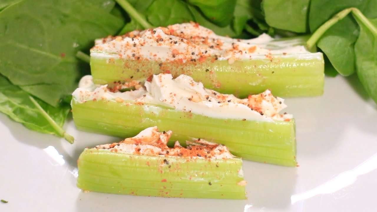 Cream Cheese Celery Sticks | Quick Vegetarian Children Kid-Friendly Healthy Snacks | Keto Low Carb