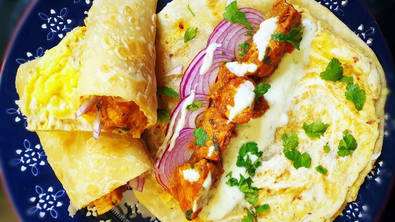 Butter Chicken Kathi Roll Recipe | Street food Style Chicken Kathi Rolls |