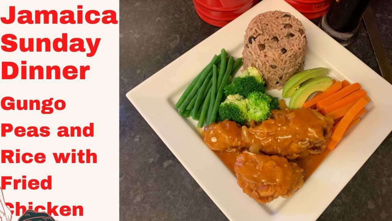 Gungo peas and rice with fried chicken