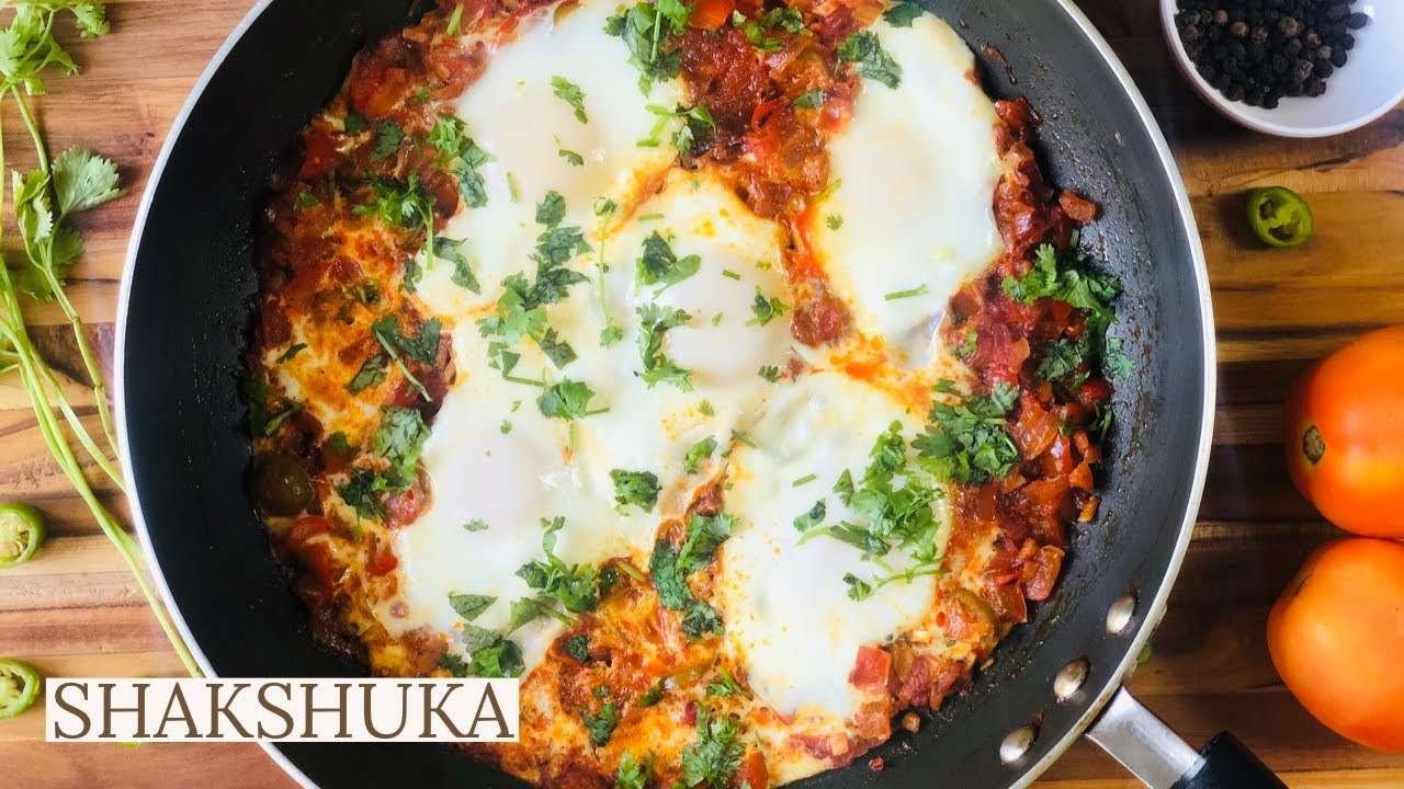 Egg Shakshuka (Shakshouka) Recipe | Poached eggs in spicy Tomato Pepper sauce