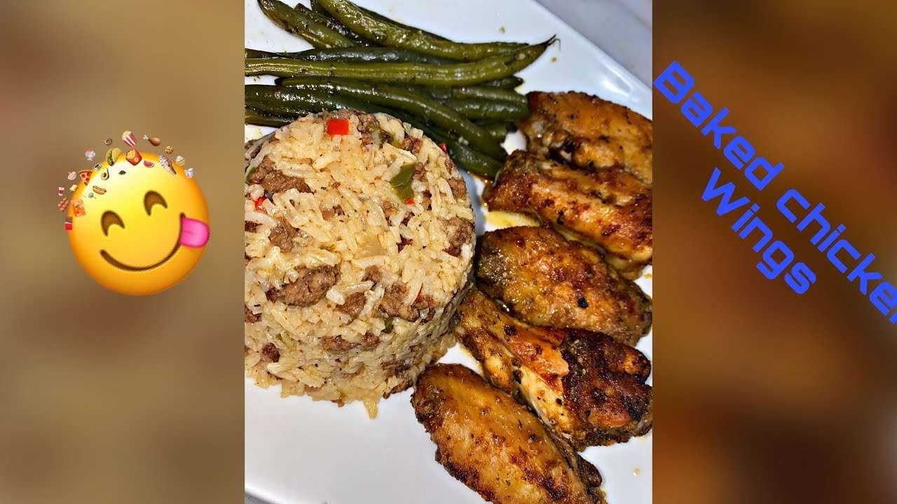 Baked chicken wings and dirty rice!
