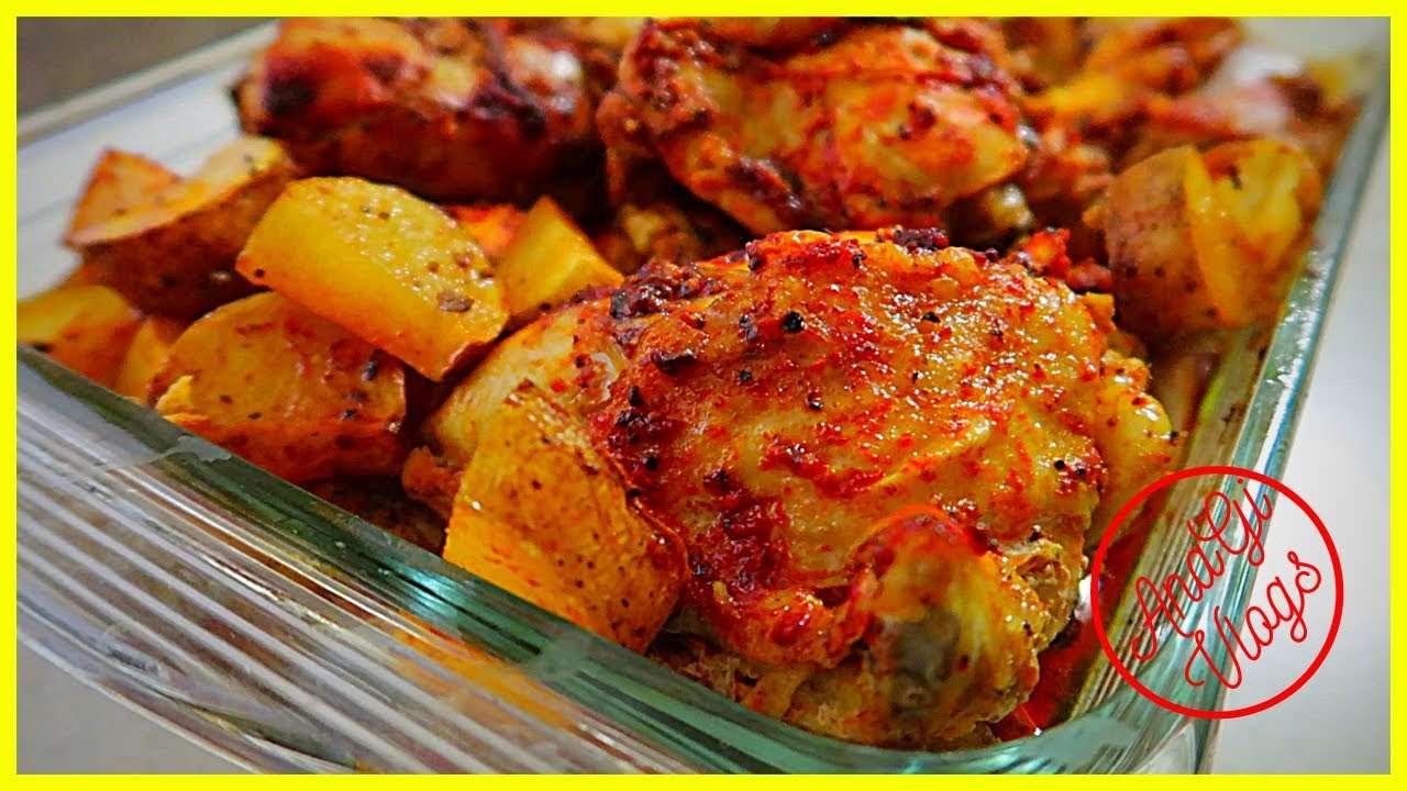 Pollo Marinado Con Papas Al Horno/Marinated Chicken With Baked Potatoes