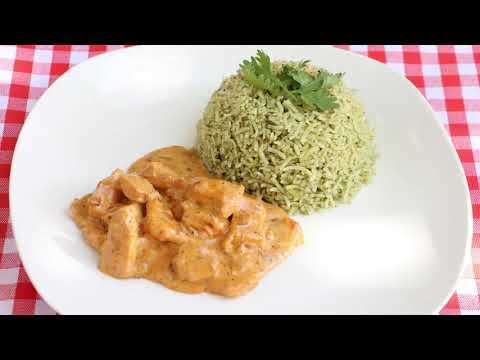 دجاج بالكريمة مع الرز الأخضر من مطبخ إلهام ، Creamy Chicken with Green Rice