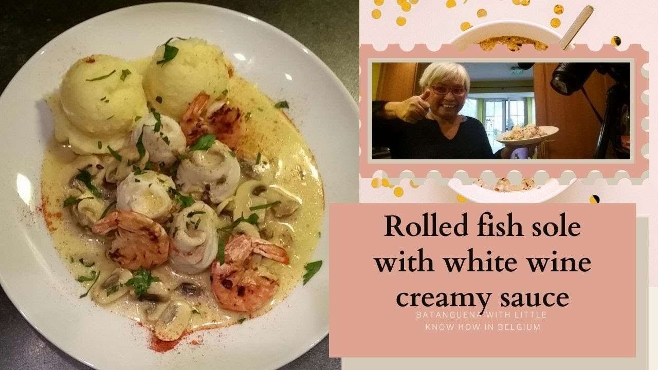 Rolled Sole Fish With White Wine Creamy Sauce