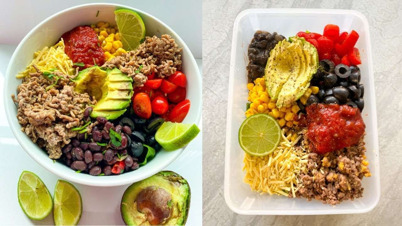 15 MIN MEXICAN TACO SALAD // gluten free, dairy free MEAL PREP // easy, healthy, fast RECIPE