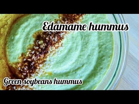 Edamame hummus recipe/hummus with green soybean/low fat hummus recipe/easy and healthy snack recipe
