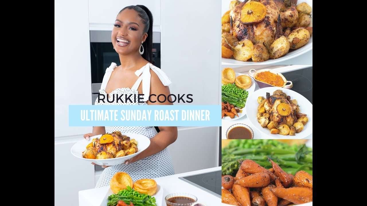 RUKKIE COOKS ROAST DINNER – ROAST CHICKEN, MAPLE GLAZED CARROTS, MINT PEAS, ROSEMARY ROAST POTATOES
