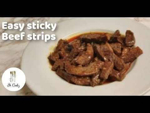 Easy sticky beef strips #easycooking