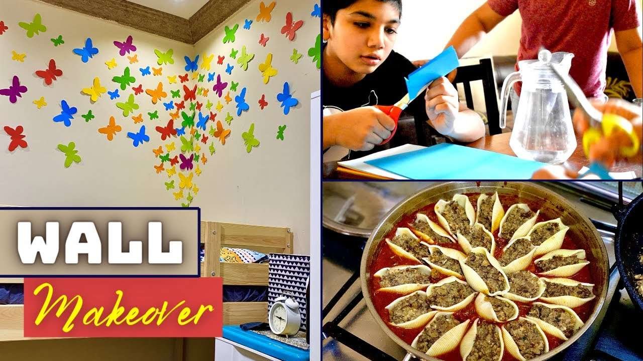 Colourful Wall makeover for kids room | Stuffed Jumbo Pasta shells