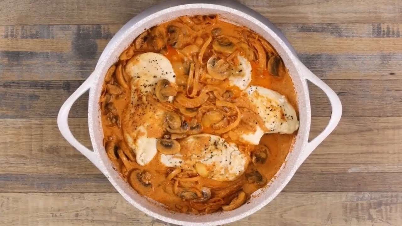 One Skillet Chicken Paprika with Mushrooms & Onions