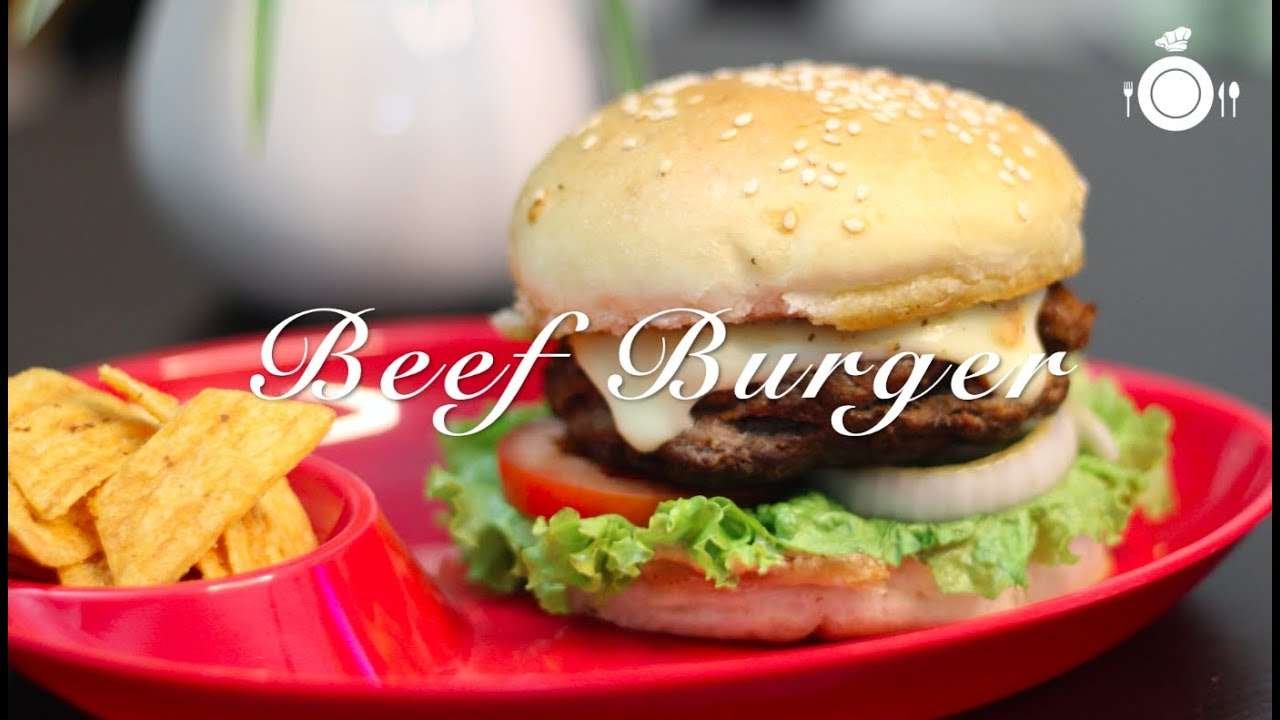 Homemade delicious easy and spicy Beef burger | Cheesy burger by Taste with us | Burger sauce recipe