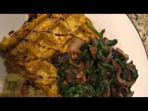 Plant Based Savory Oat Waffle Breakfast!  Delicious And Healthy!