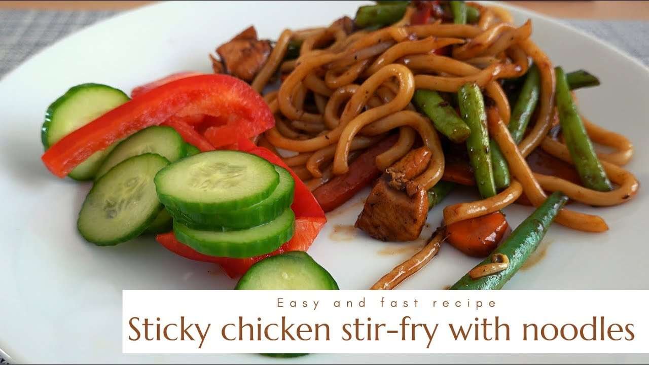 Sticky Chicken Stir-Fry with Noodles – easy and fast recipe