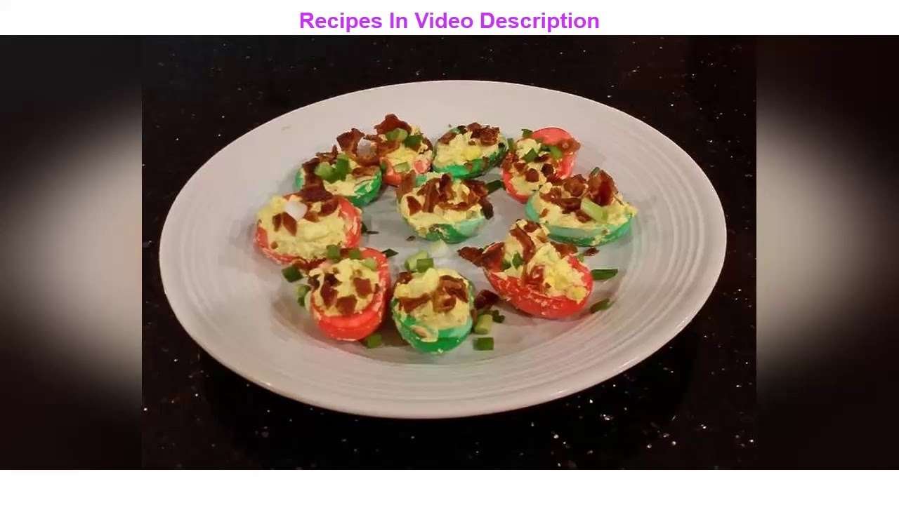Fresh Recipe: Appetizing Bacon and Jalapeno Deviled Eggs colored for Christmas