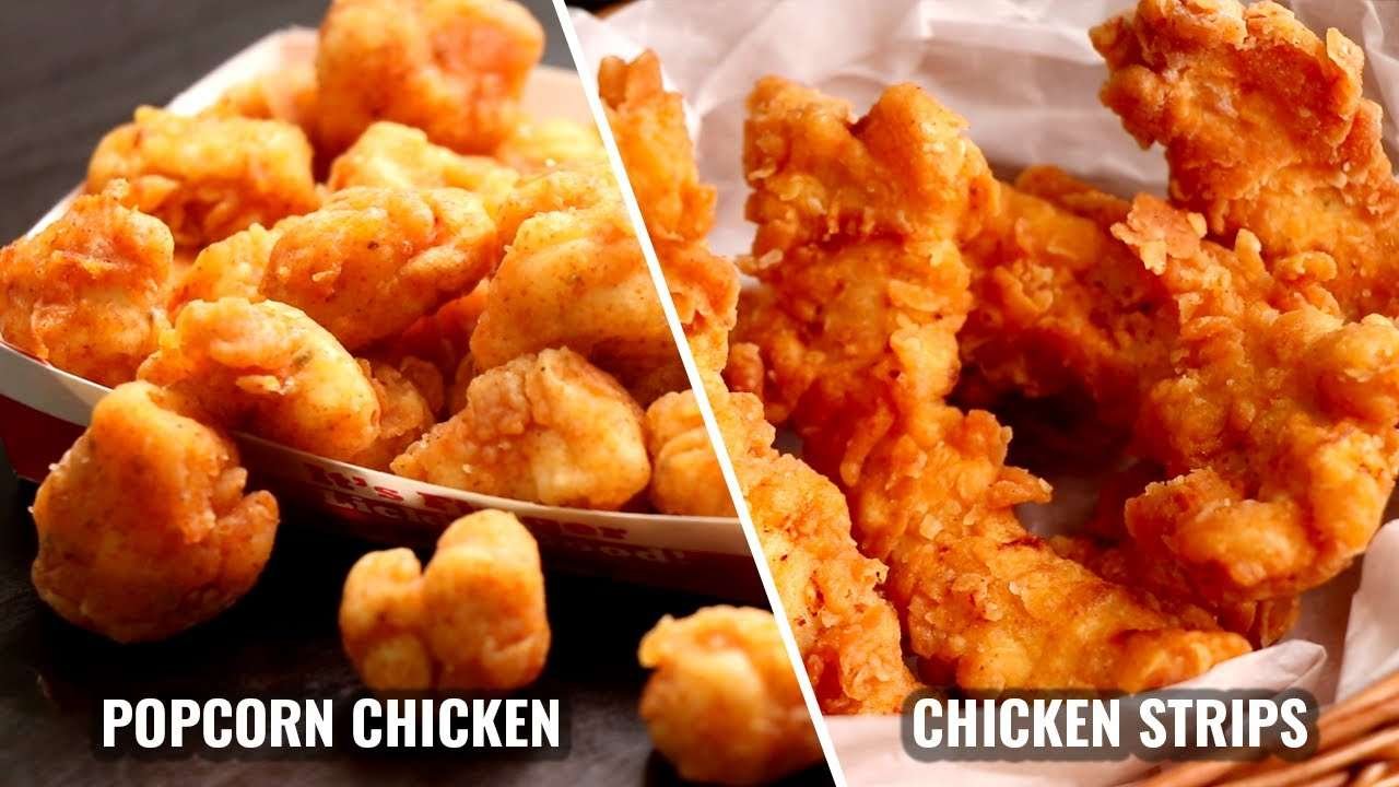 2 EASY FRIED CHICKEN SNACKS | POPCORN CHICKEN | FRIED CHICKEN STRIPS