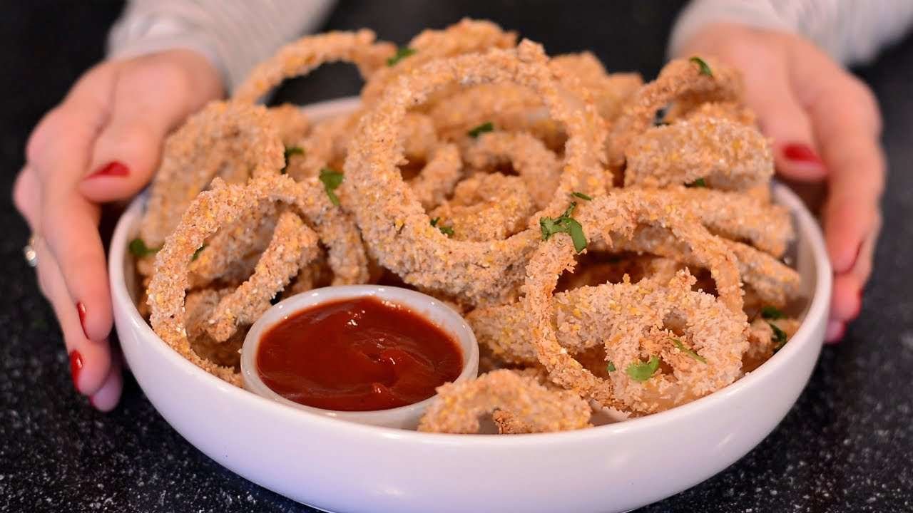 CRISPY OVEN BAKED ONION RINGS – OIL FREE! (vegan)