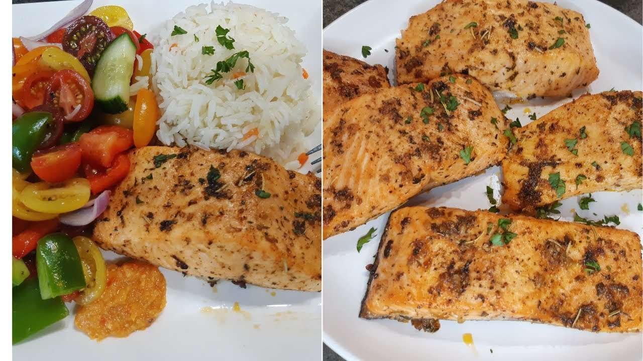 Cook Dinner With Me|Broiled Salmon With Lemon Rice & Salad|Healthy.Easy.Delicious