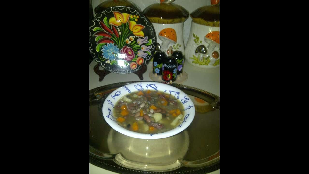 HUNGARIAN BEAN SOUP authentic traditional quick and easy   /   BAB LEVES