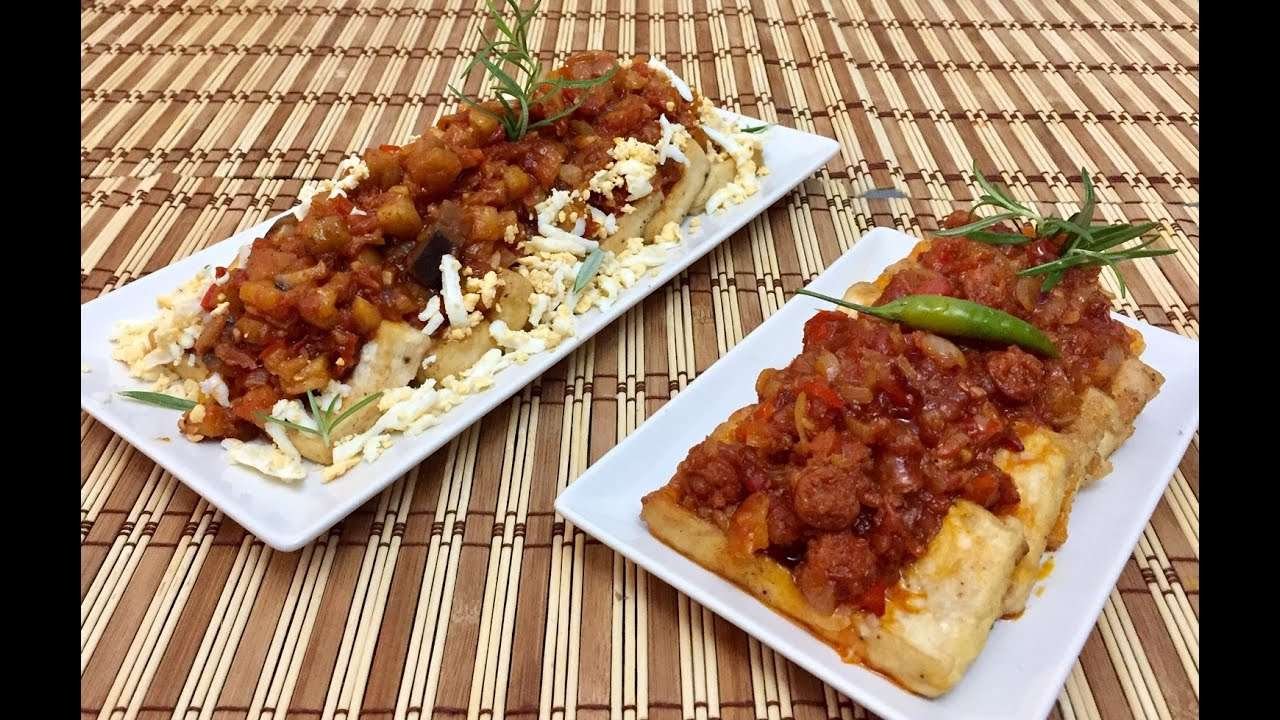 Fried tofu with two way spanish sauce (my own version)
