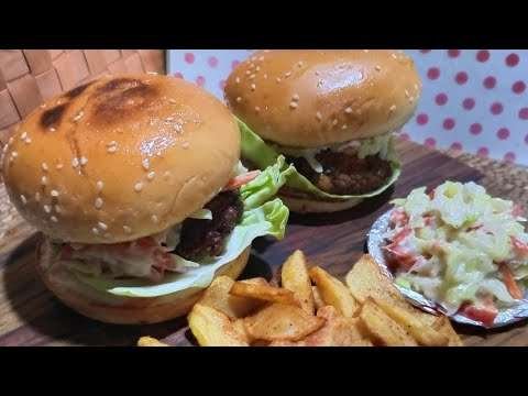 Chapli kabab Burger Recipe / Coleslaw Recipe by Easy Home Cooking 🍔