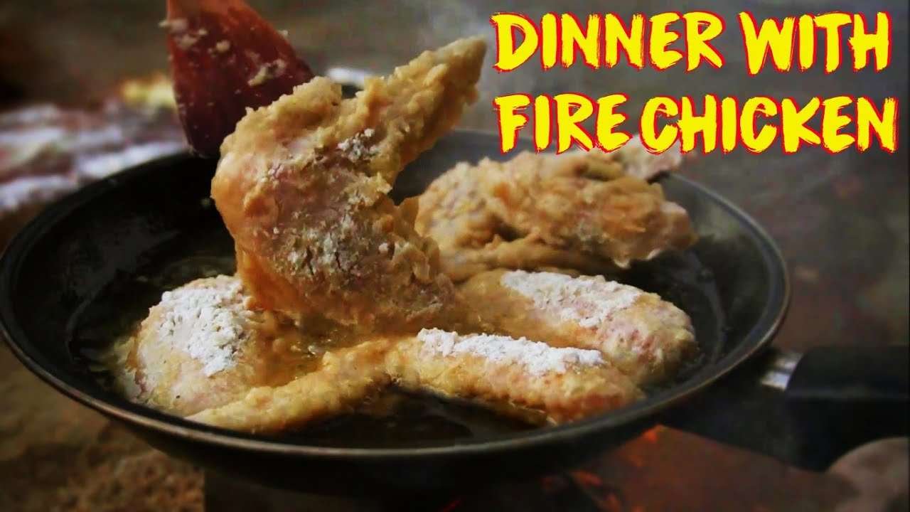 MEMASAK DI KEBUN || MAKAN MALAM DENGAN "FIRE CHICKEN" SUPER PEDAS || SIMPLE RECIPE FIRE CHICKEN