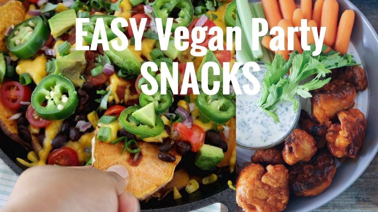 EASY VEGAN PARTY RECIPES | Buffalo Cauliflower Bites, Sweet Potato Nachos | Best Superbowl Snacks