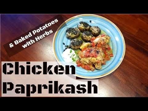 Chicken Paprikasch with Baked Potatoes