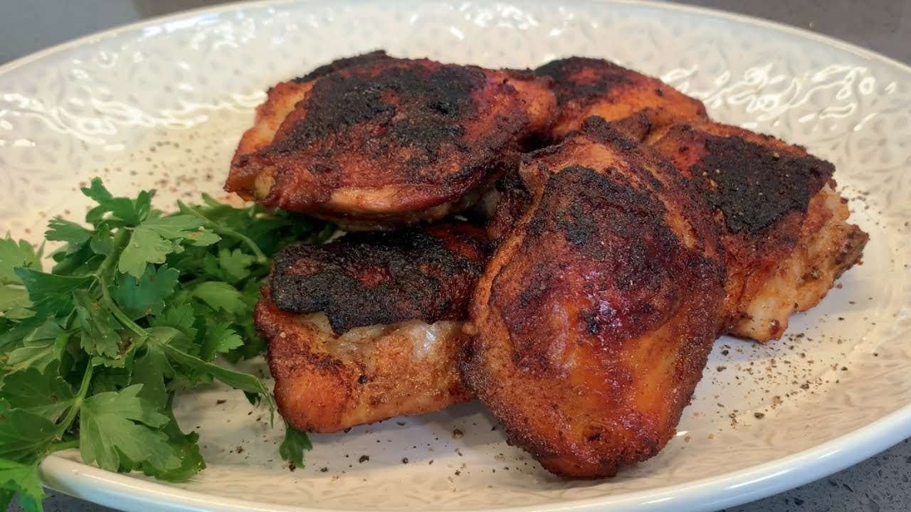 Dry Rub Barbecue Seasoned- Crispy Chicken Thighs