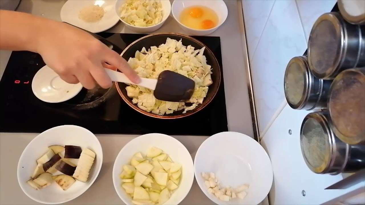 Protein breakfast no.1 | celery, zucchini, eggplant, cabbage, eggs, parmesan and spices | #1
