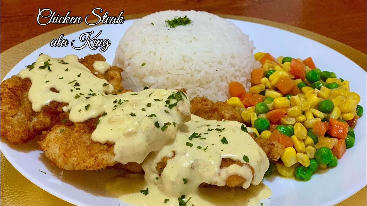 Chicken Steak ala King | Crispy Chicken Steak ala King with white sauce | Jheme’s Kitchen