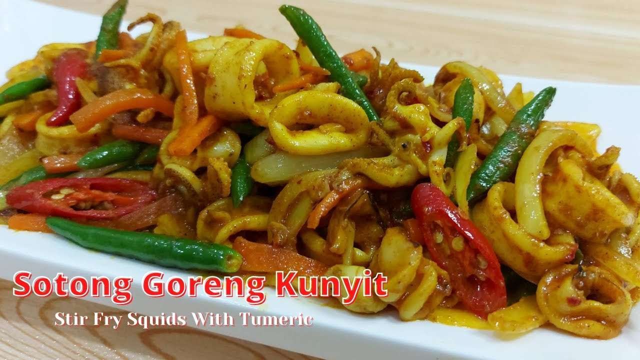 Resepi Sotong Goreng Kunyit | Turmeric Stir Fry Squids Recipe
