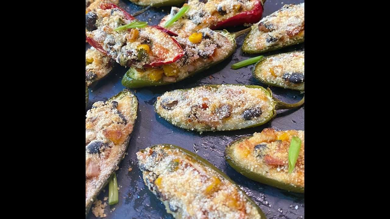 Baked Jalapeño Poppers ll Easy Oven Baked Stuffed Jalapeños – Vegetarian Medley
