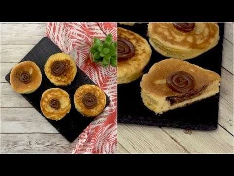 Stuffed pancakes: warm and fluffy with warm chocolate inside!