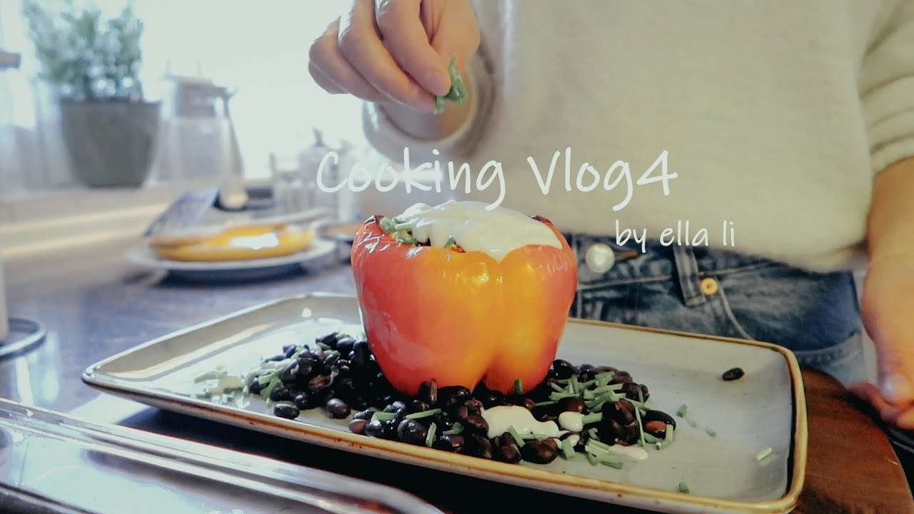 Cooking Vlog#4 (Vegan) Easy and Delicious Recipe: Couscous and Vegetable Stuffed Peppers
