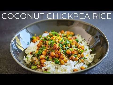 COCONUT CHICKPEA RICE RECIPE | EASY VEGAN DINNER IDEA | COCONUT MILK BASMATI RICE