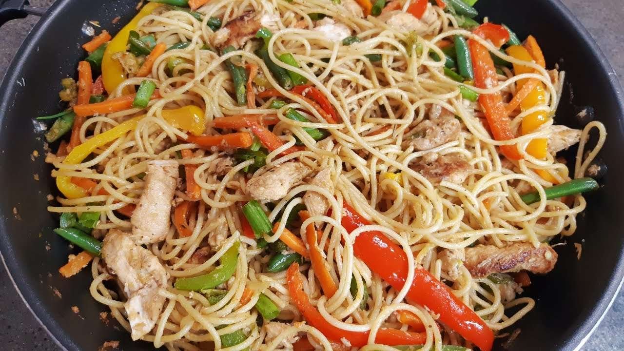 The Best Chicken Spaghetti And Vegetable Stir fry |Easy Step By Step, Quick Stir fry