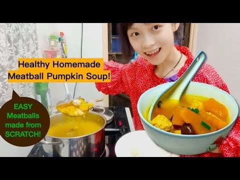 Best Homemade Asian Pumpkin Meatball Soup! 南瓜猪肉丸汤🥣 Hawker style Halloween Special | LittleMsSiewBao