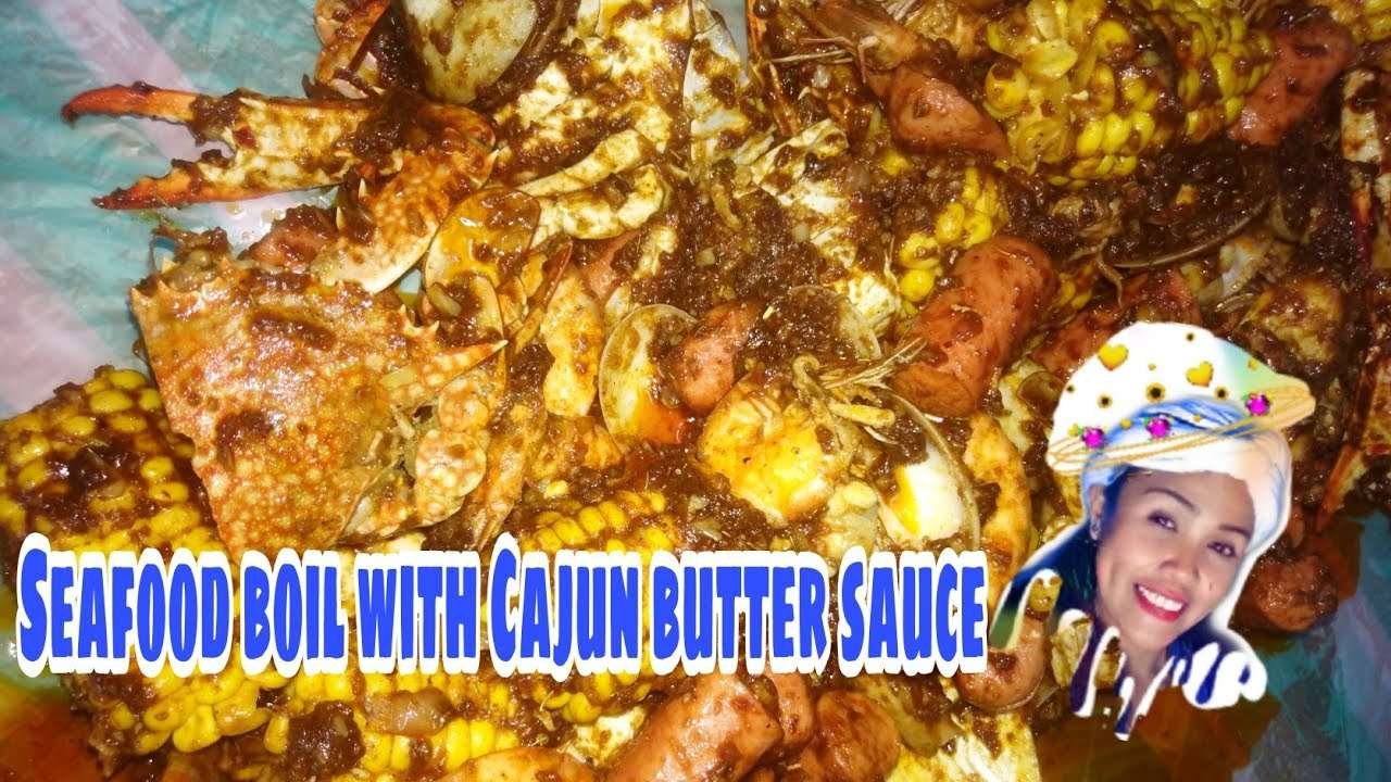 SEAFOOD BOIL WITH CAJUN BUTTER SAUCE/MY OWN RECIPE