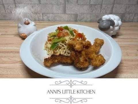 Panko Chicken with Chinese Noodles – Panko Hähnchen mit chinesischen Nudeln – sehr schnell & lecker
