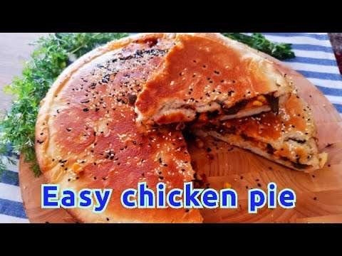 Chicken pie in frypan(full recipe )/by hazara kitchen چیکن پای یک غذای ساده و خشمزه به وقت کم